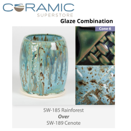 Rainforest SW185 over Cenote SW189 Stoneware Glaze Combination  Rainforest SW185 over Cenote SW189 Stoneware Glaze Combination